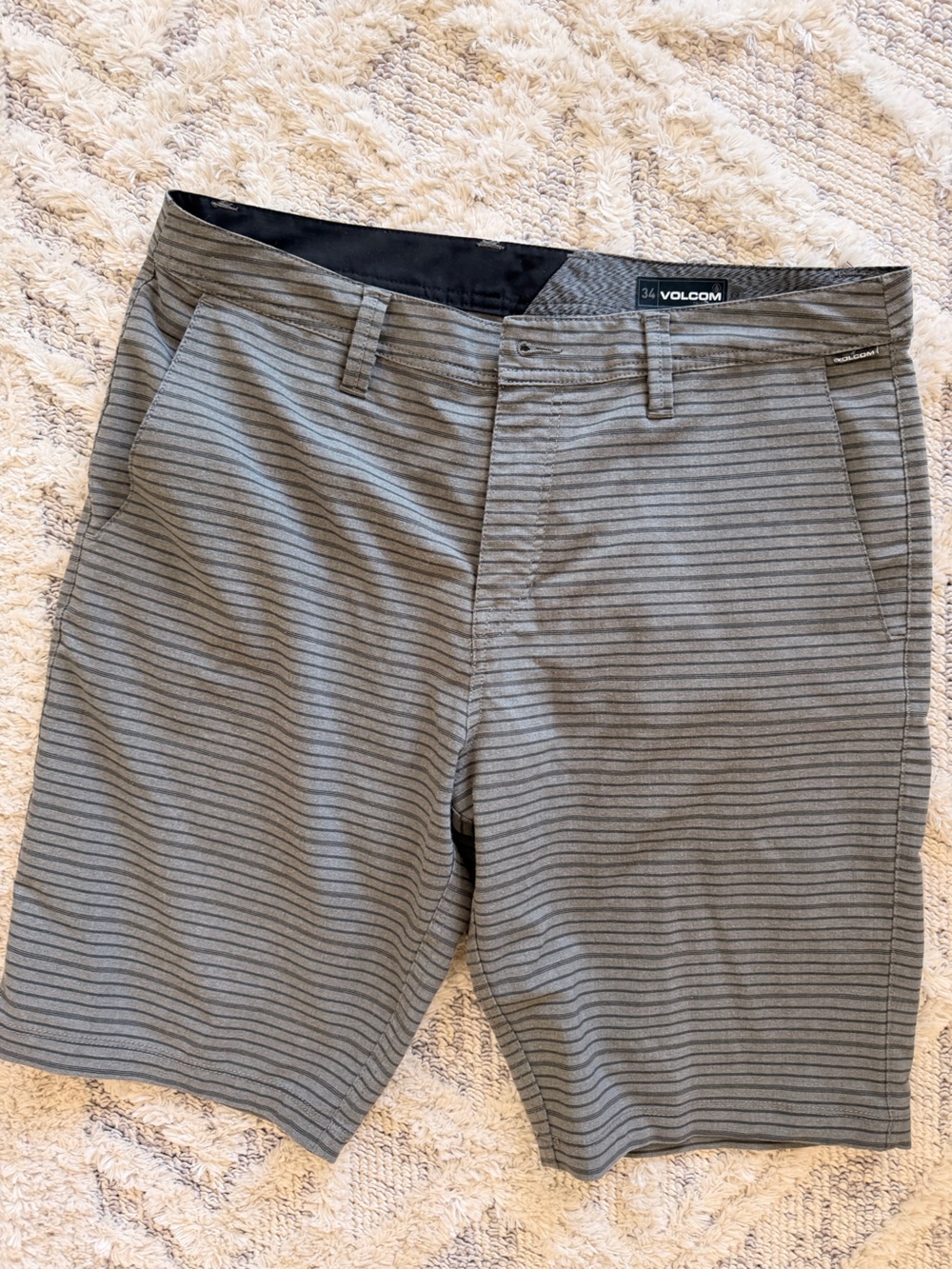Volcom Men’s Gray Striped Casual Shorts